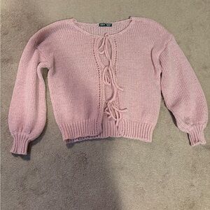 2 for $10 SHEIN Pink Tie-Front Knit Sweater Cardigan size xs
